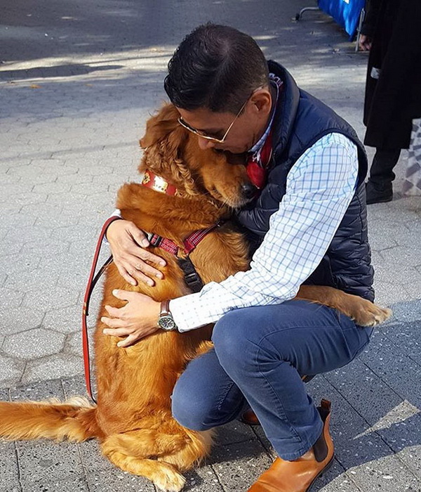 Собака которая очень любит обниматься живет в Нью-Йорке